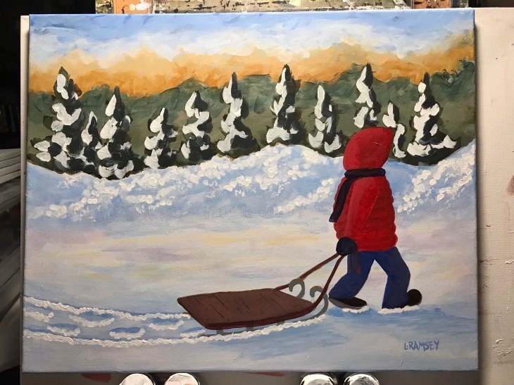 (c) 2019 Lisa Ramsey, Boy With Sled