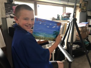 (c) 2018 Lisa Ramsey, Brady and His Beach Scene Painting