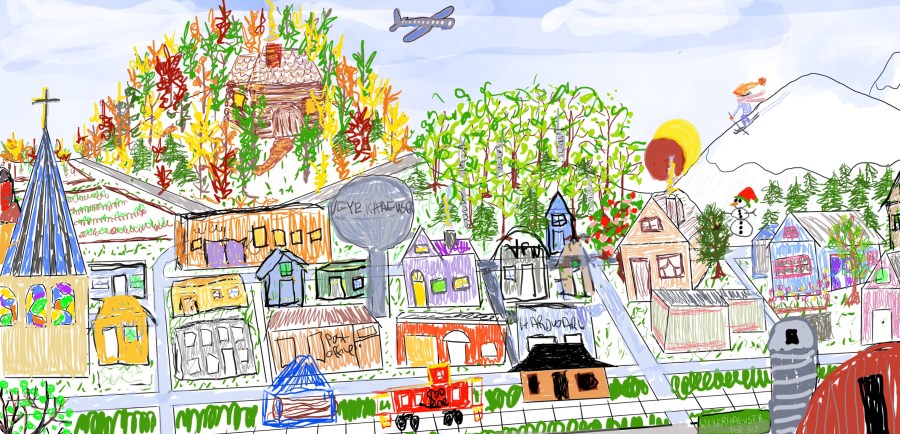 Digital design version of Weyerhaeuser, Pop 313, telling a story by Lisa Ramsey