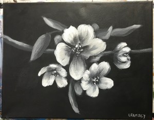 (C) 2018 Lisa Ramsey, B&W Apple Blossoms
