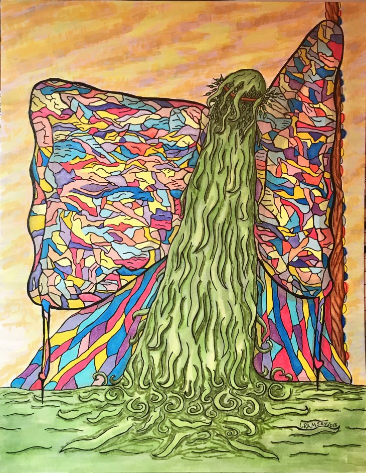 Glass-Stained Butterfly, 11x14" Ink on Paper by Lisa Ramsey