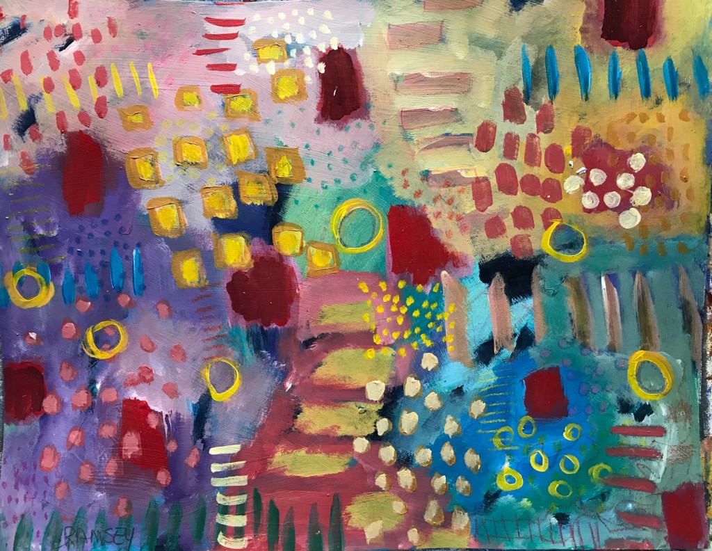 (c) 2020 Lisa Ramsey, Someday, Lady, You’ll Accompany Me​, 11”x14” acrylic on paper